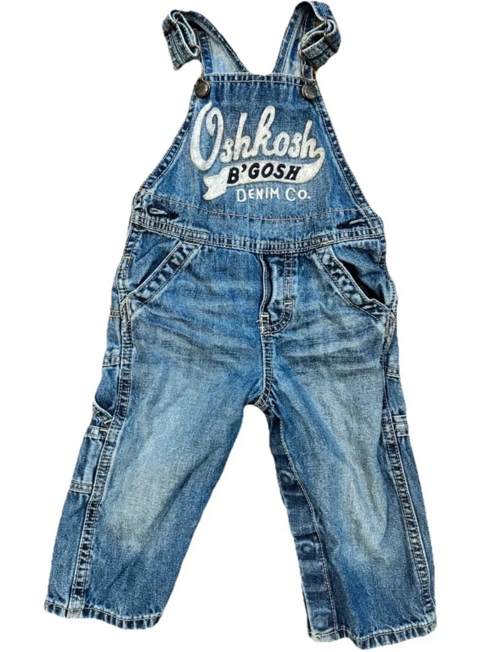 OshKosh B'gosh Washed Blue Denim Overalls with Logo